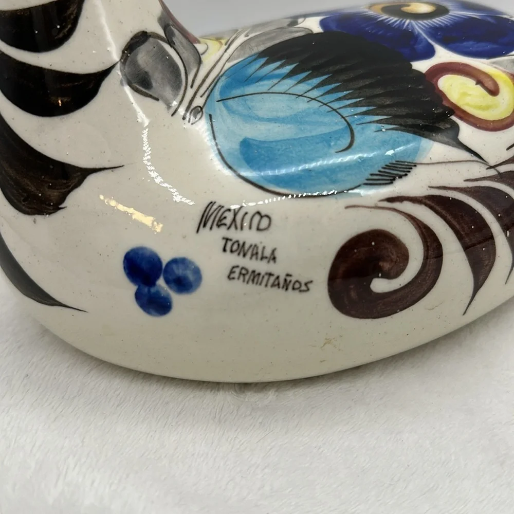 Mexican Folk Art Pottery Large Duck Signed (Mexico Tonala ErmiTanos) - Picture 3 of 7